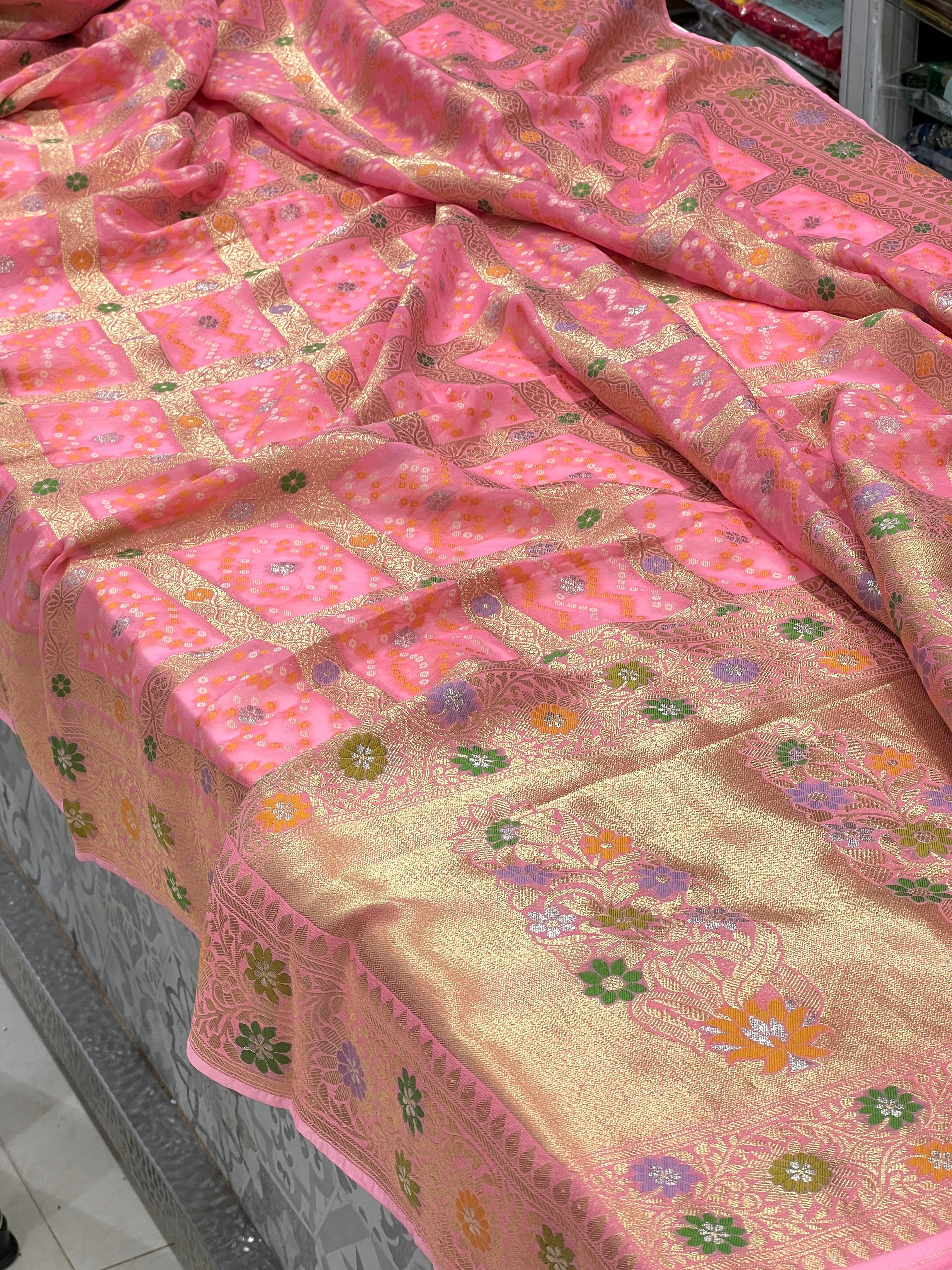 Pink Meenakari Georgette Gharchola