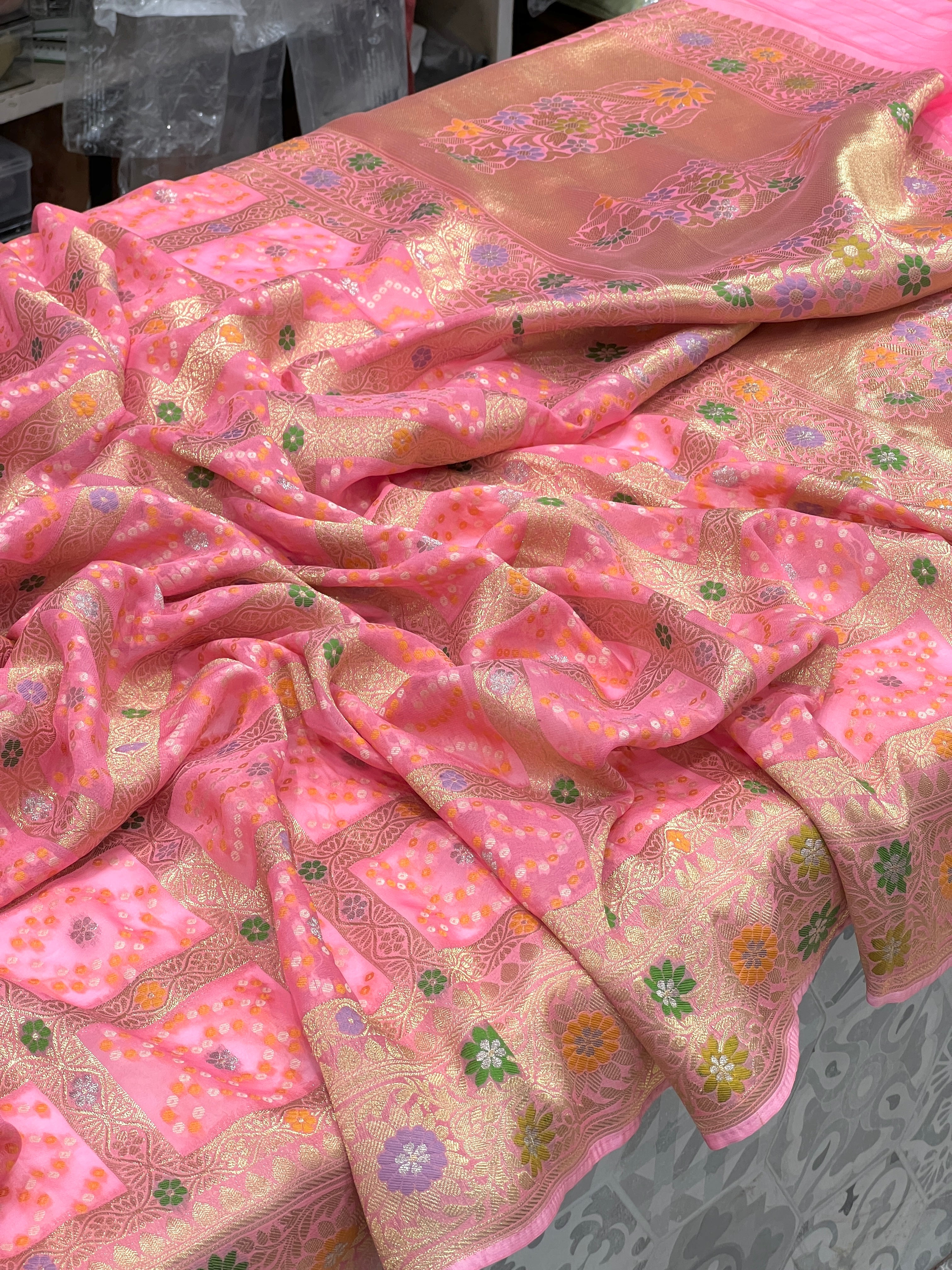 Pink Meenakari Georgette Gharchola