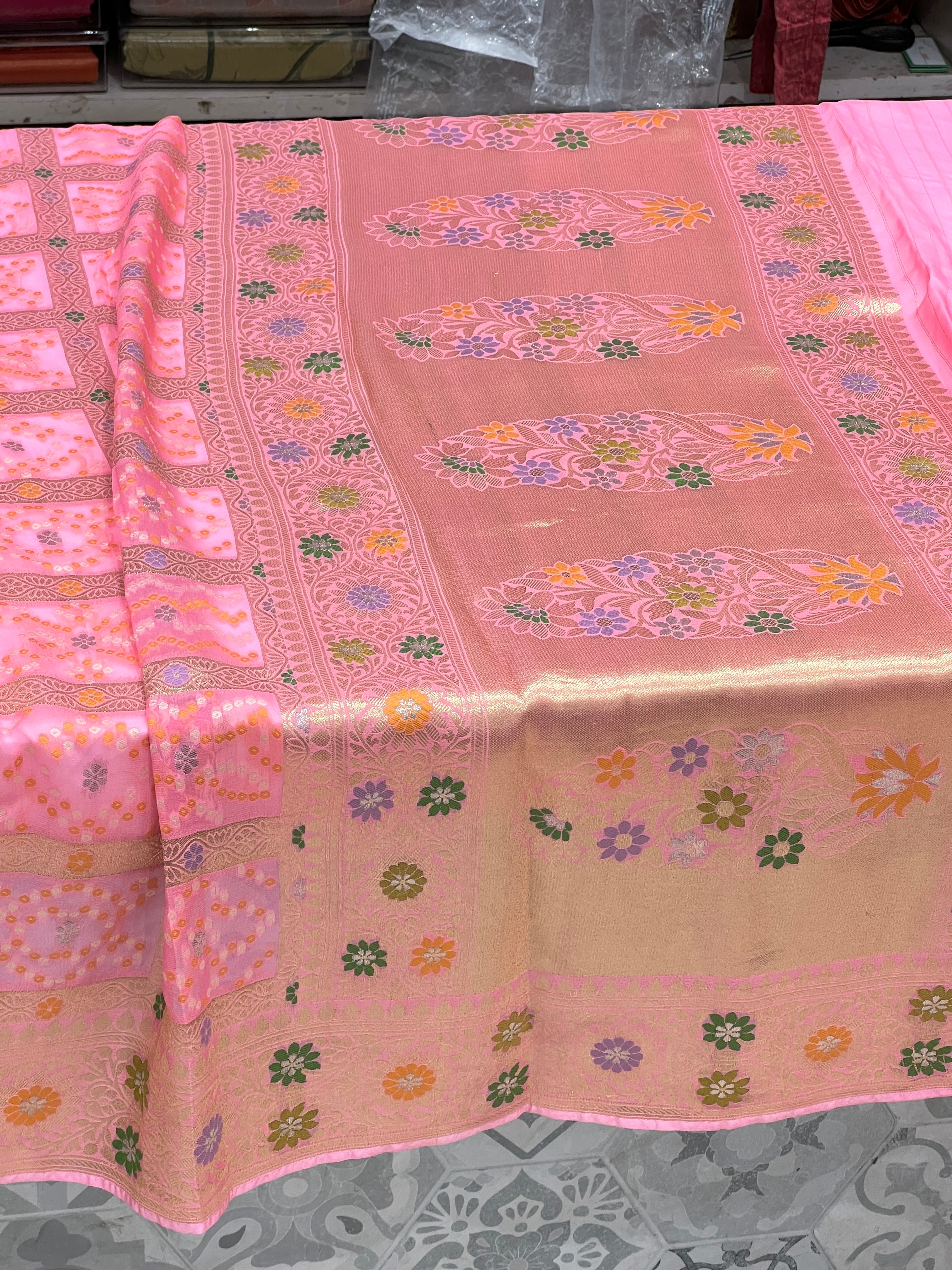 Pink Meenakari Georgette Gharchola