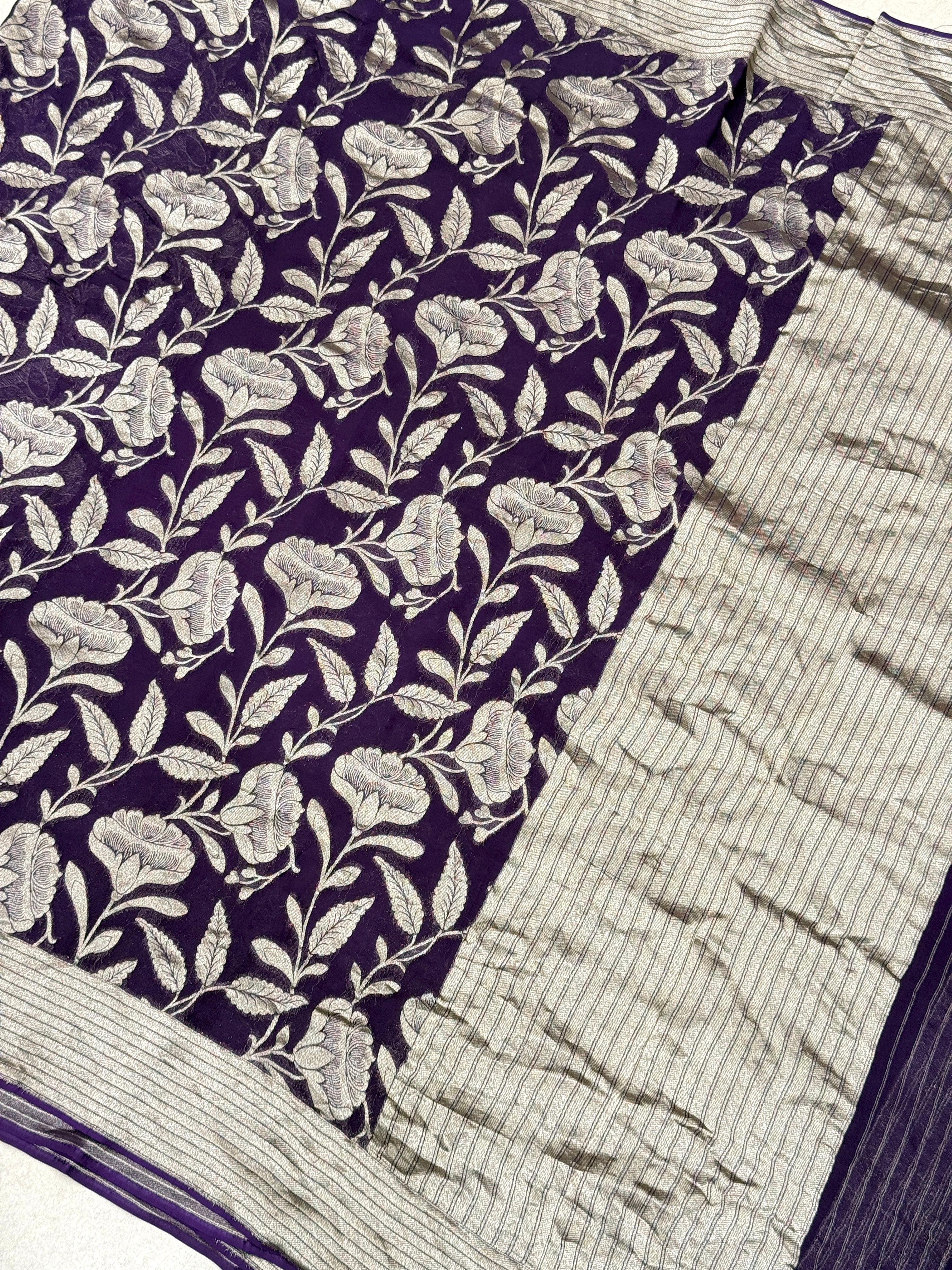 Purple Georgette Big Jaal Saree