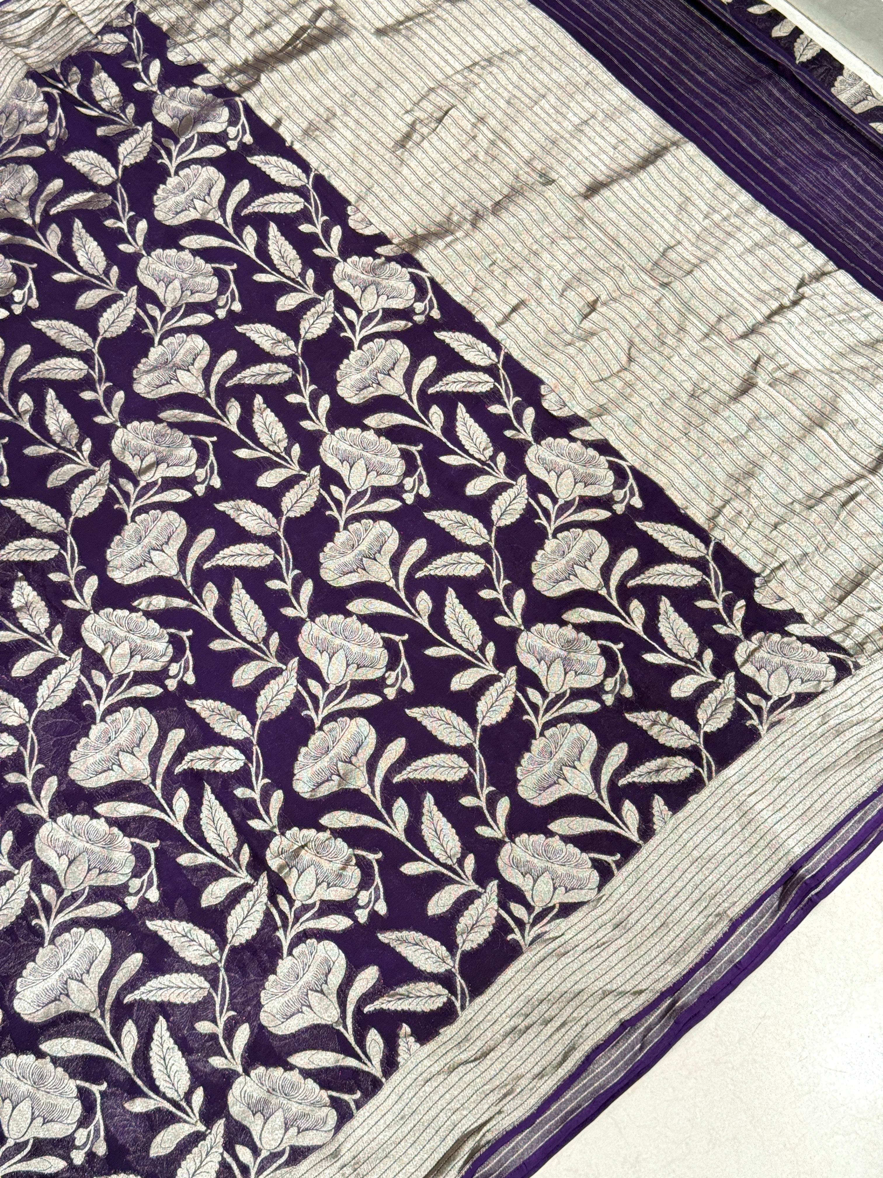 Purple Georgette Big Jaal Saree