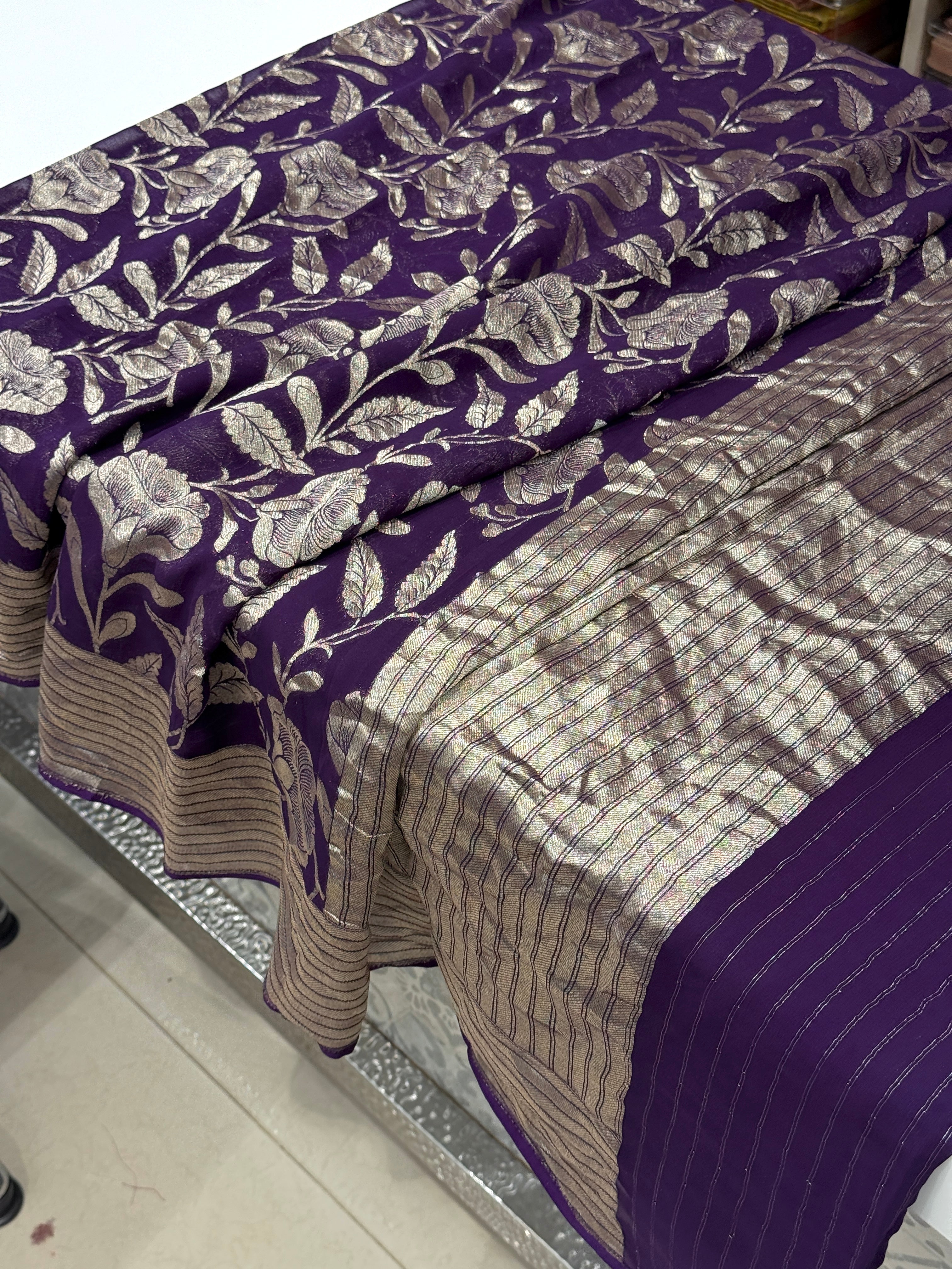 Purple Georgette Big Jaal Saree