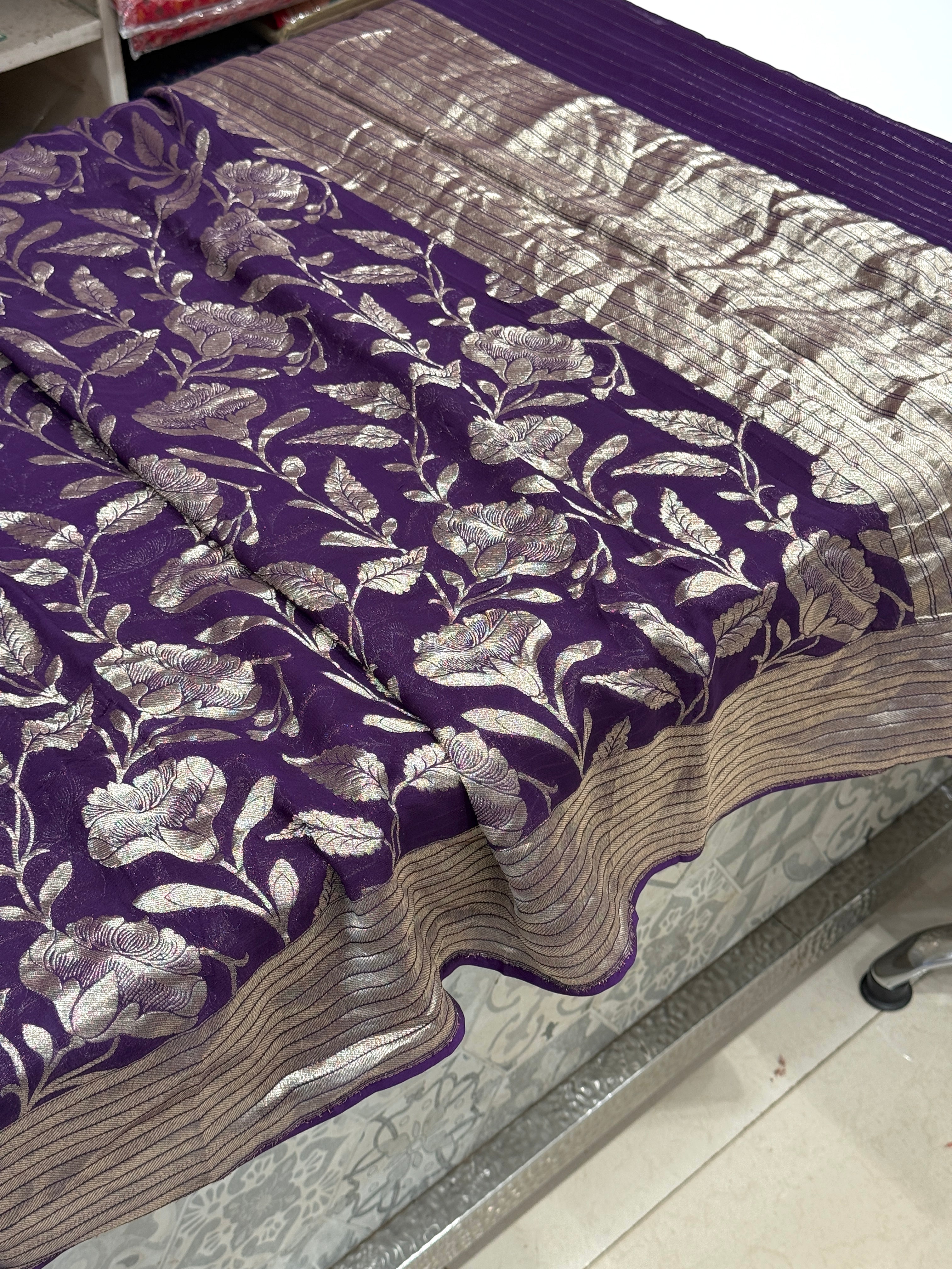 Purple Georgette Big Jaal Saree