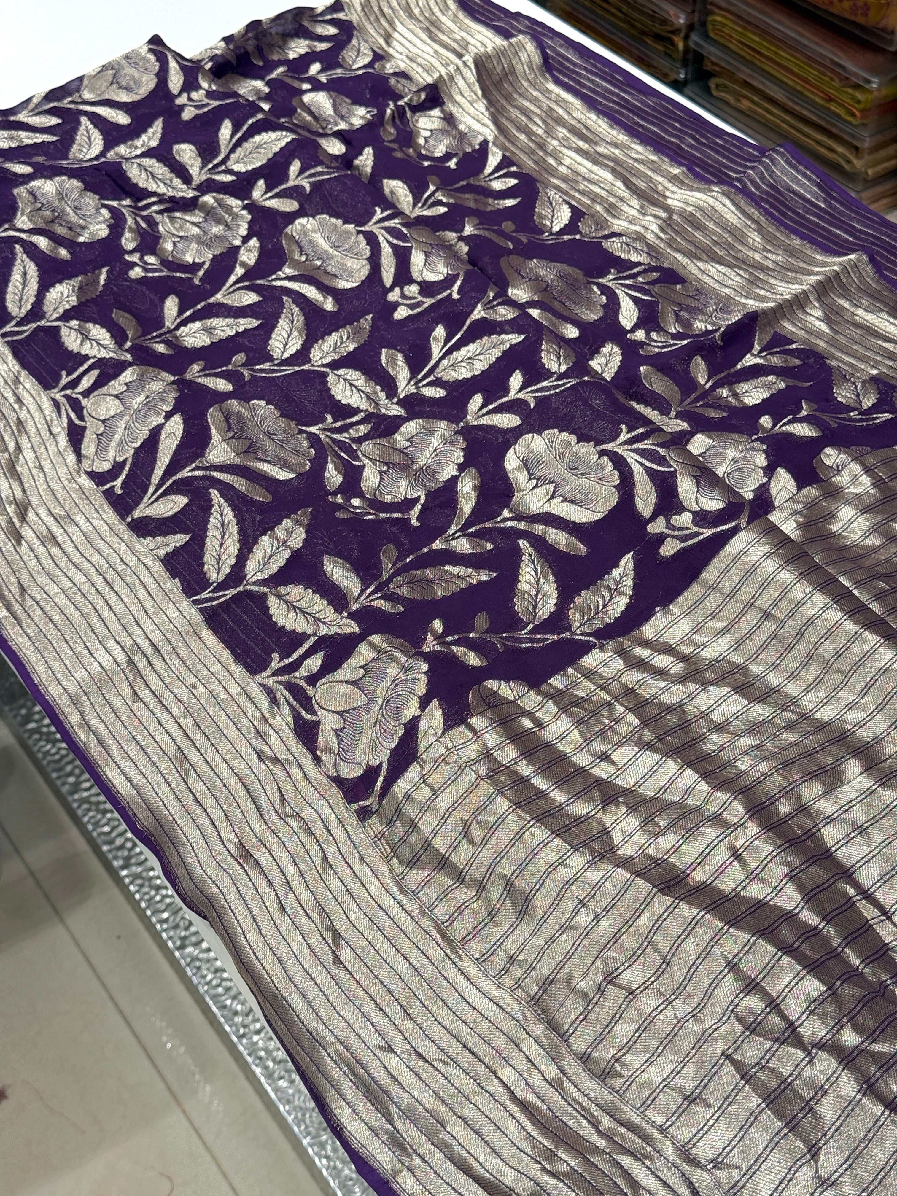 Purple Georgette Big Jaal Saree