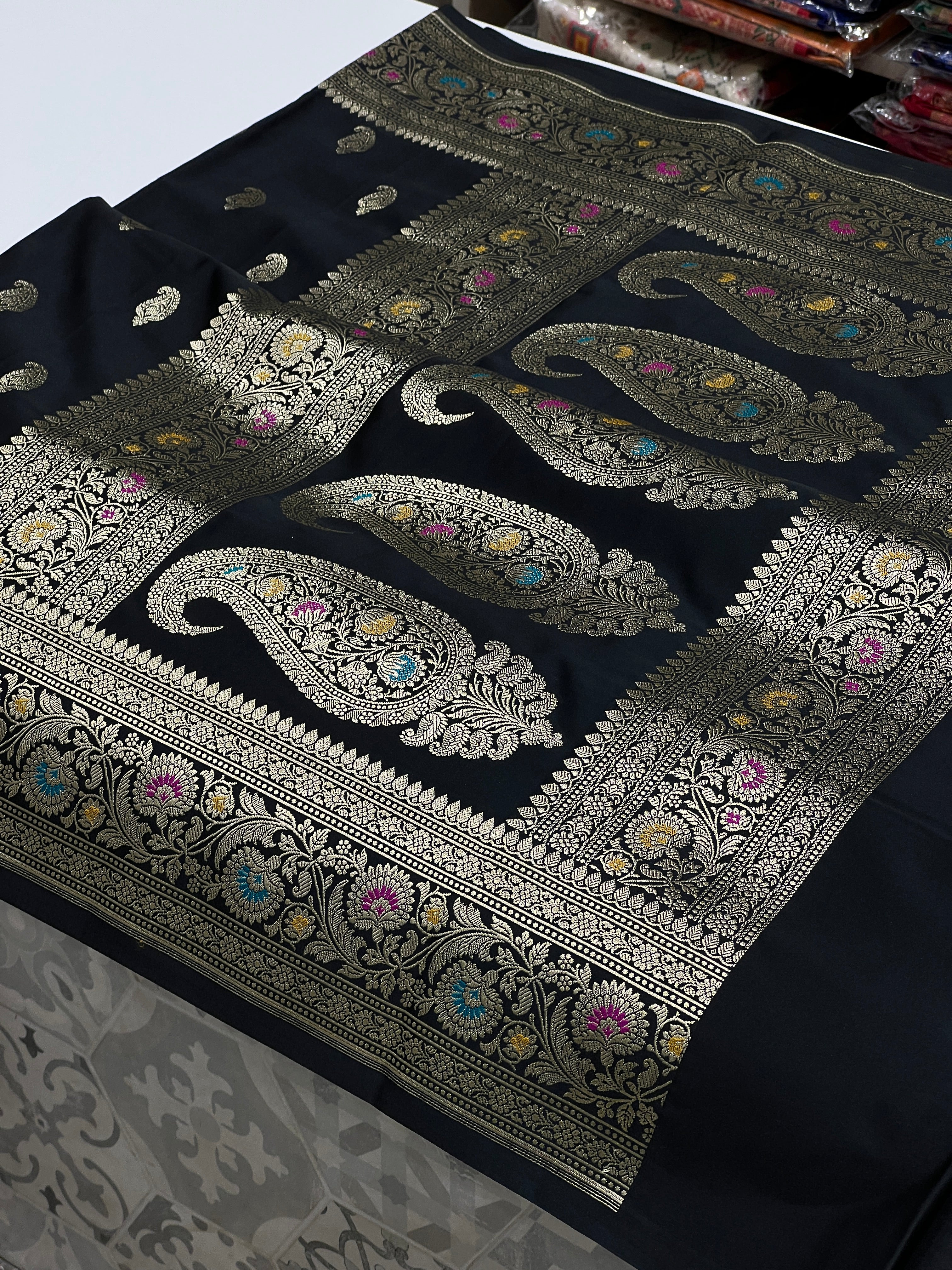 Black Banarasi Meenkari Saree