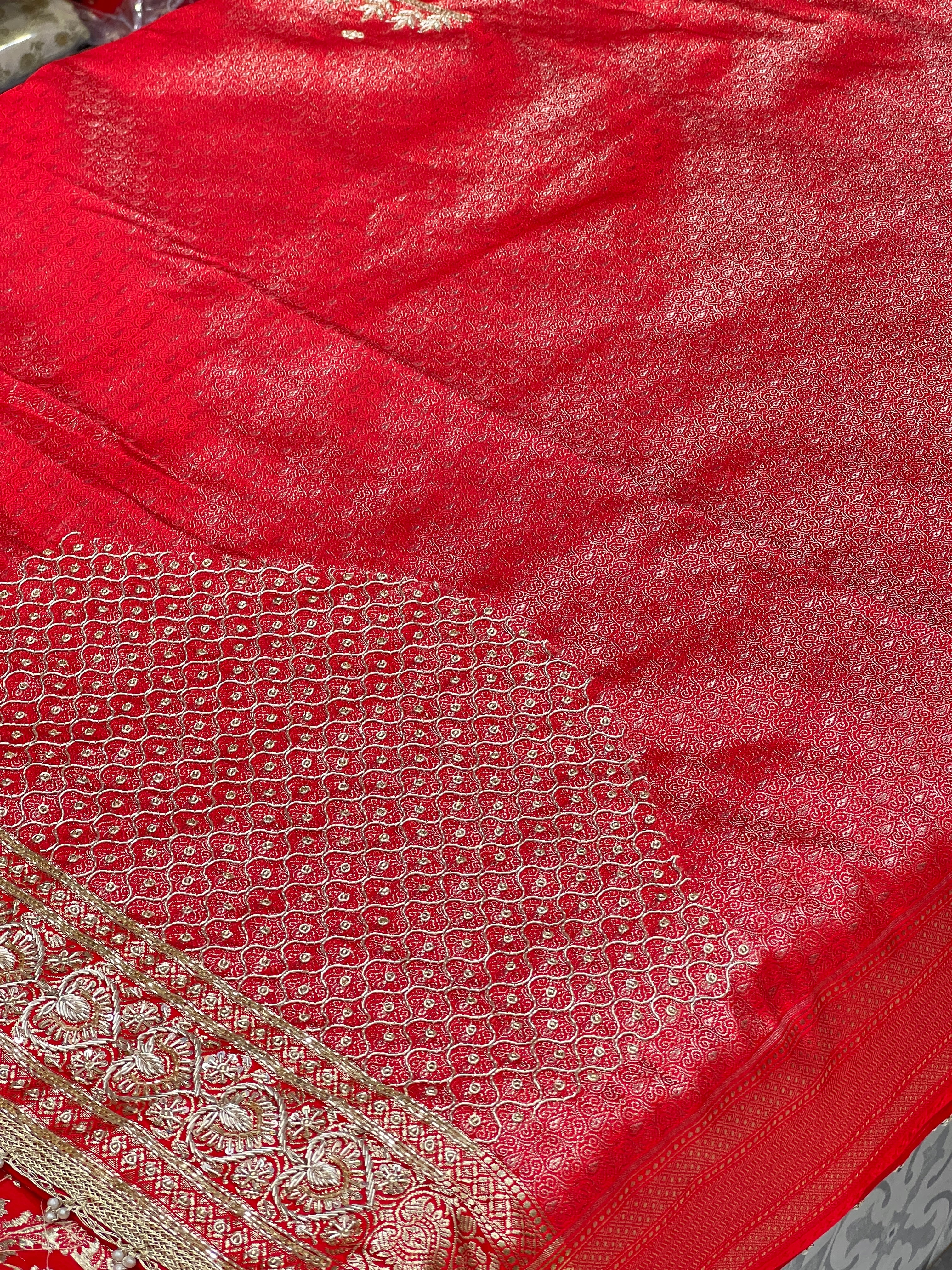 Red Banarasi Zardosi Jaal Saree