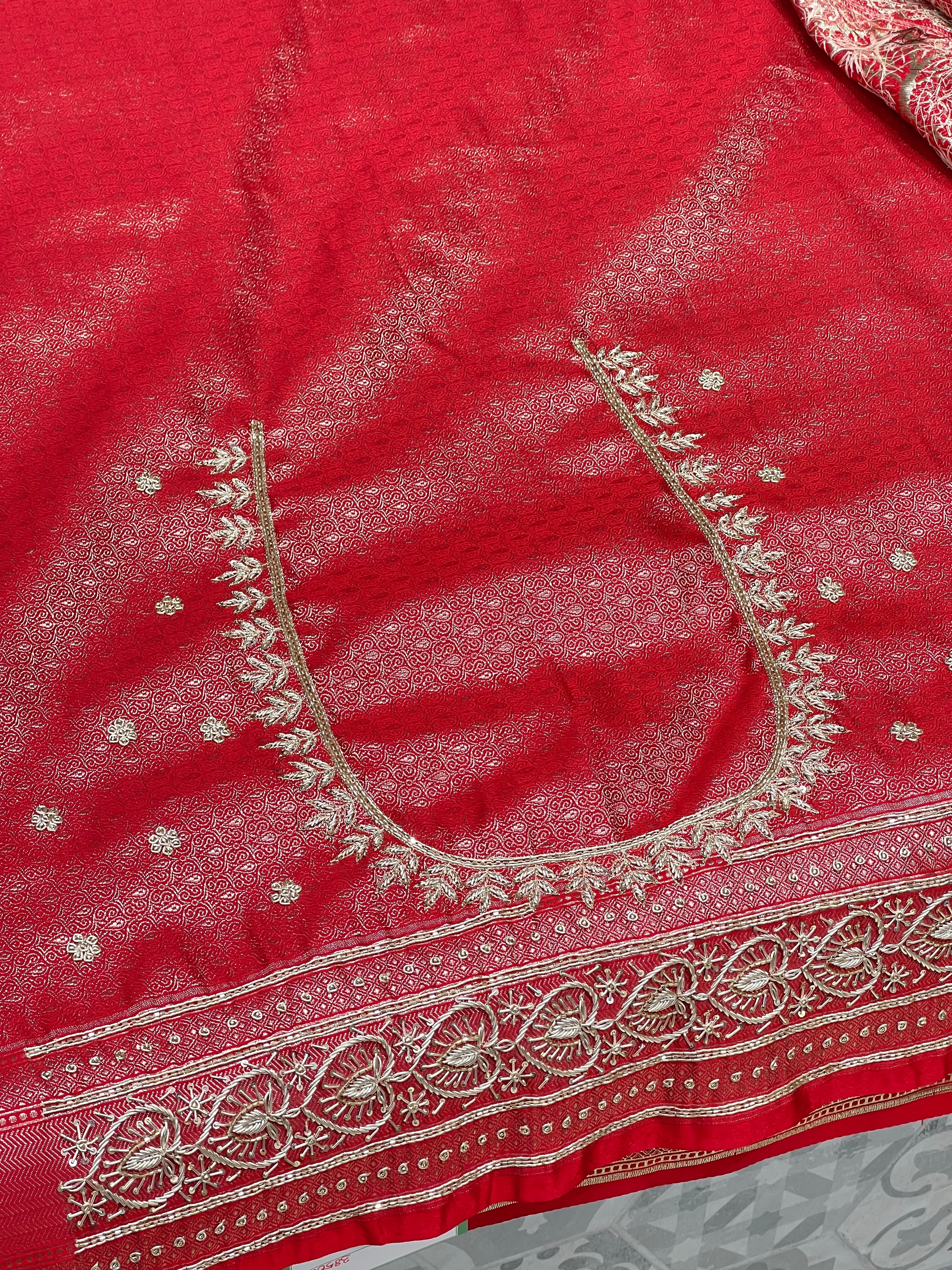 Red Banarasi Zardosi Jaal Saree