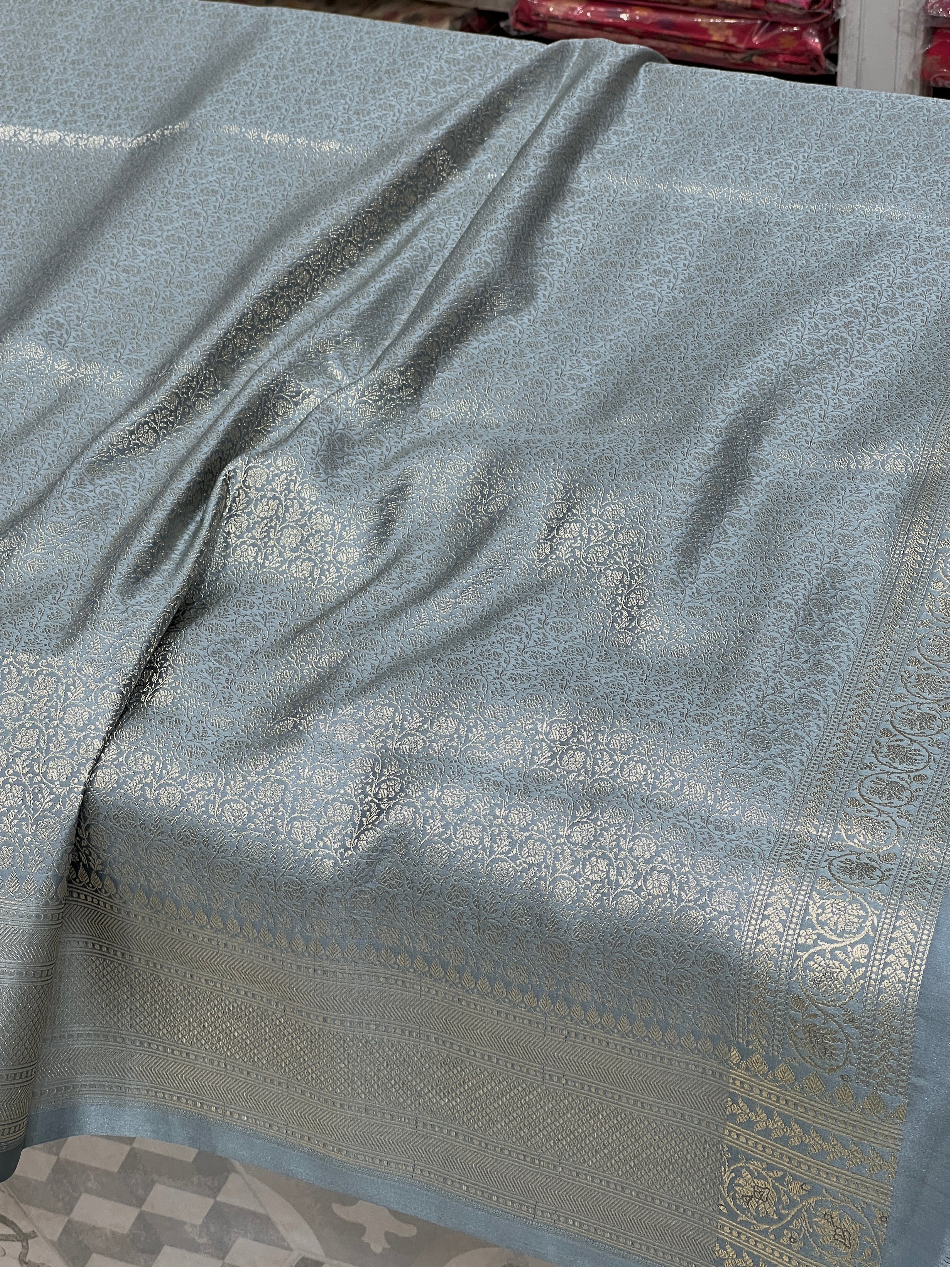 Grey Banarasi Silk Butti Saree