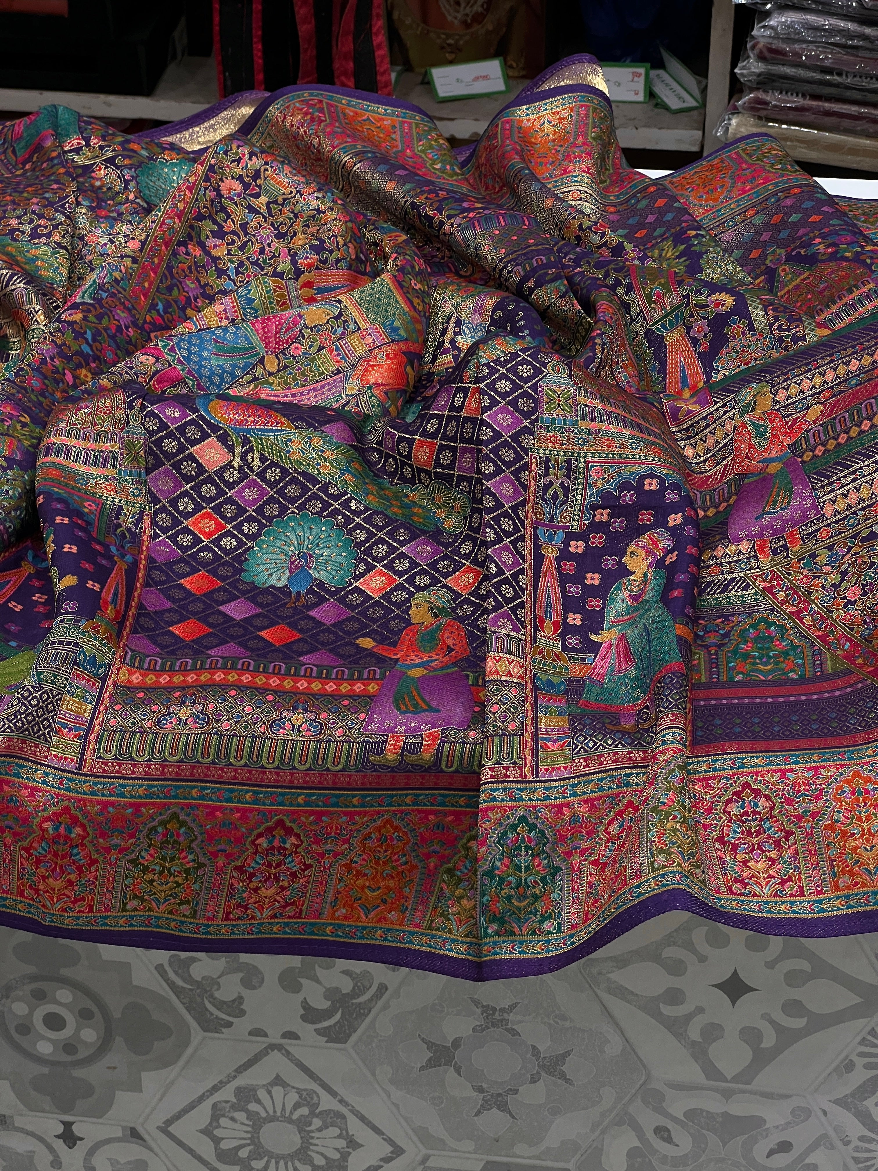 Purple Pashmina Style Darbur Silk Saree