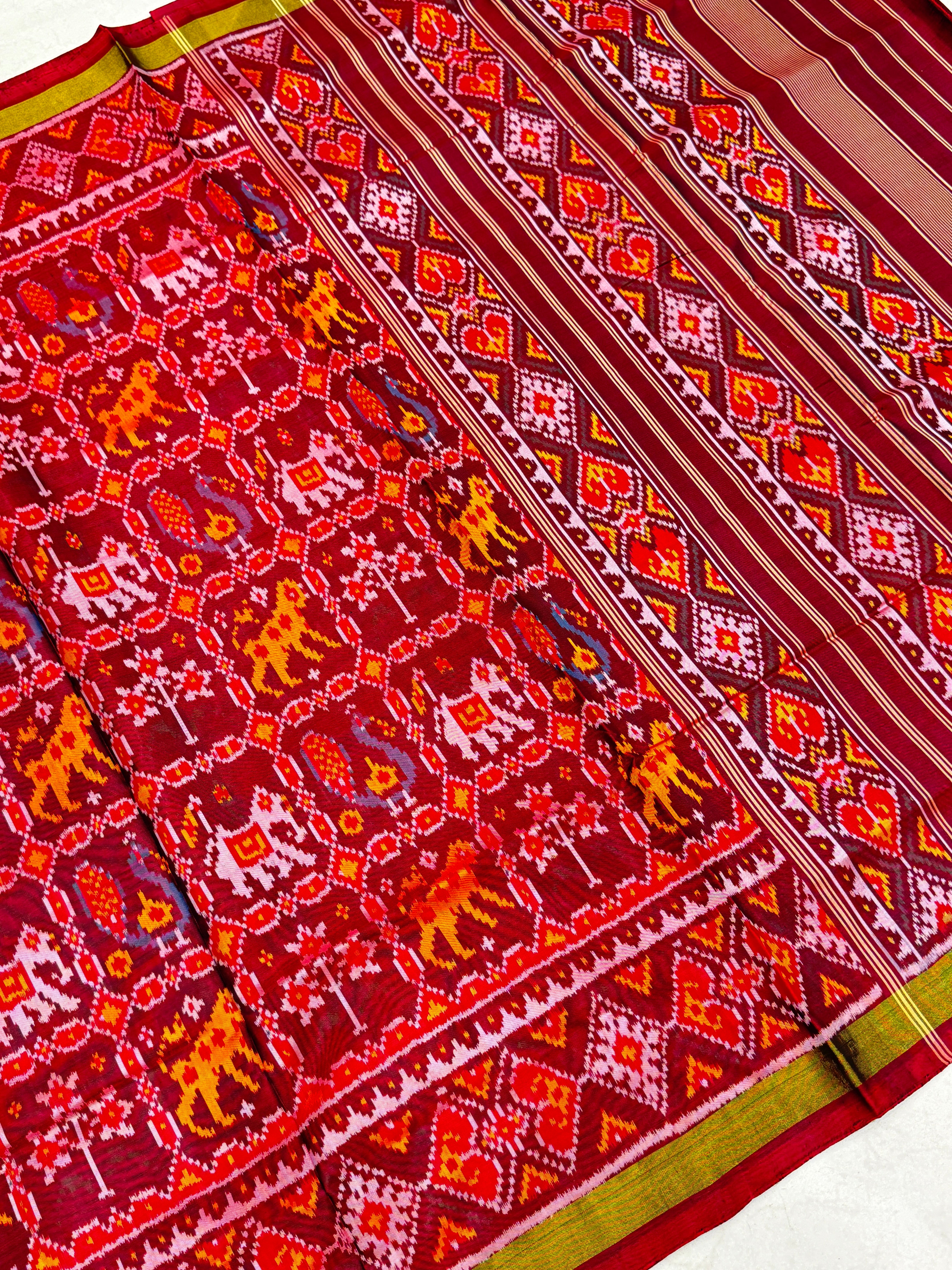 Maroon Red Handloom Rajkot Patola Silk Saree