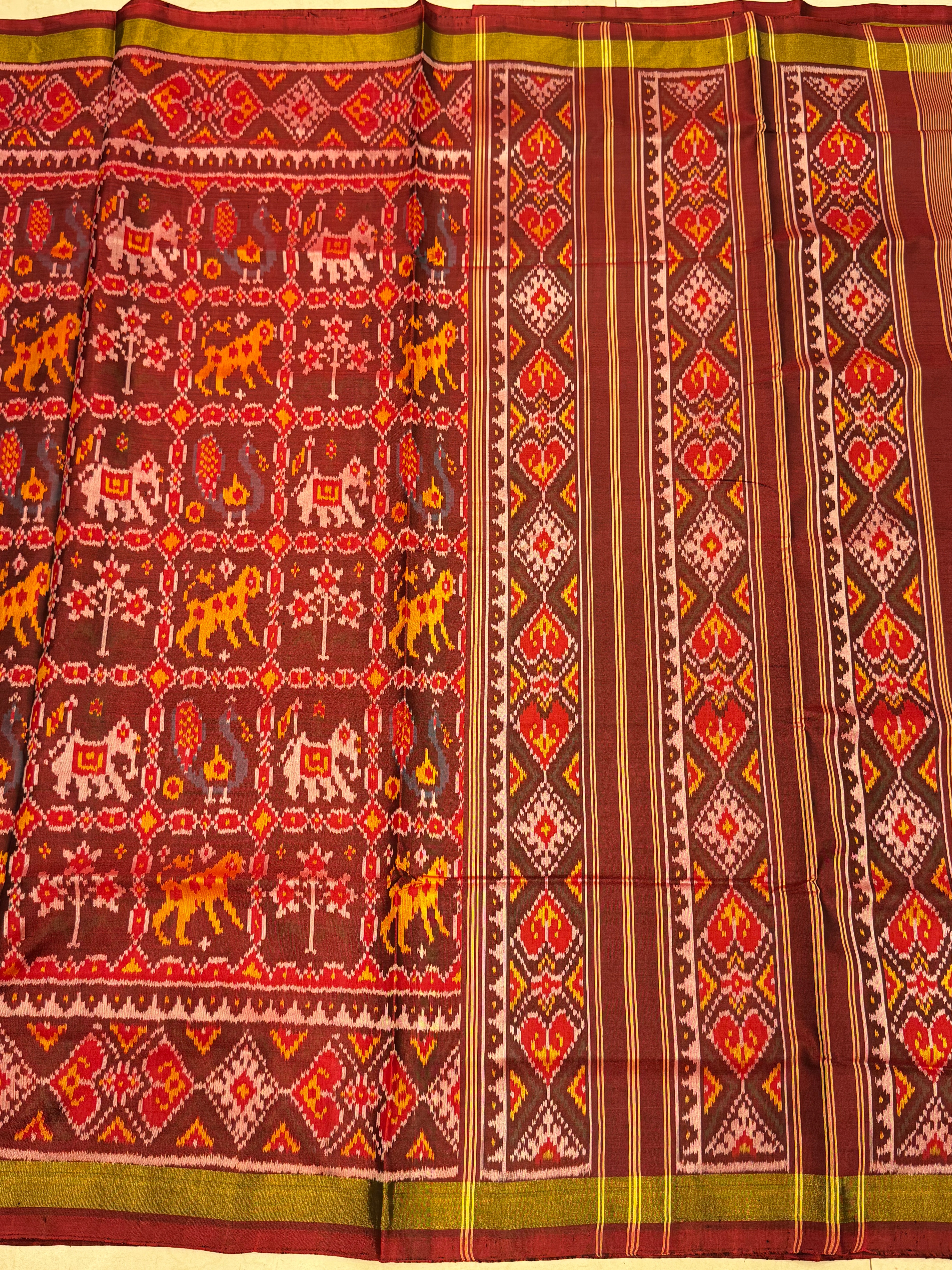 Maroon Red Handloom Rajkot Patola Silk Saree