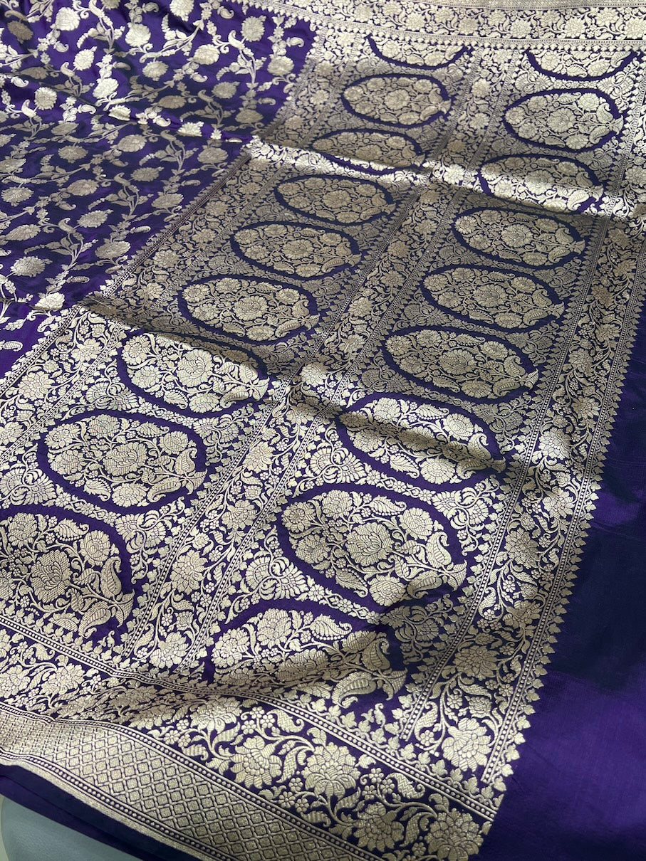 Violet Handloom Banarasi Katan Silk Saree