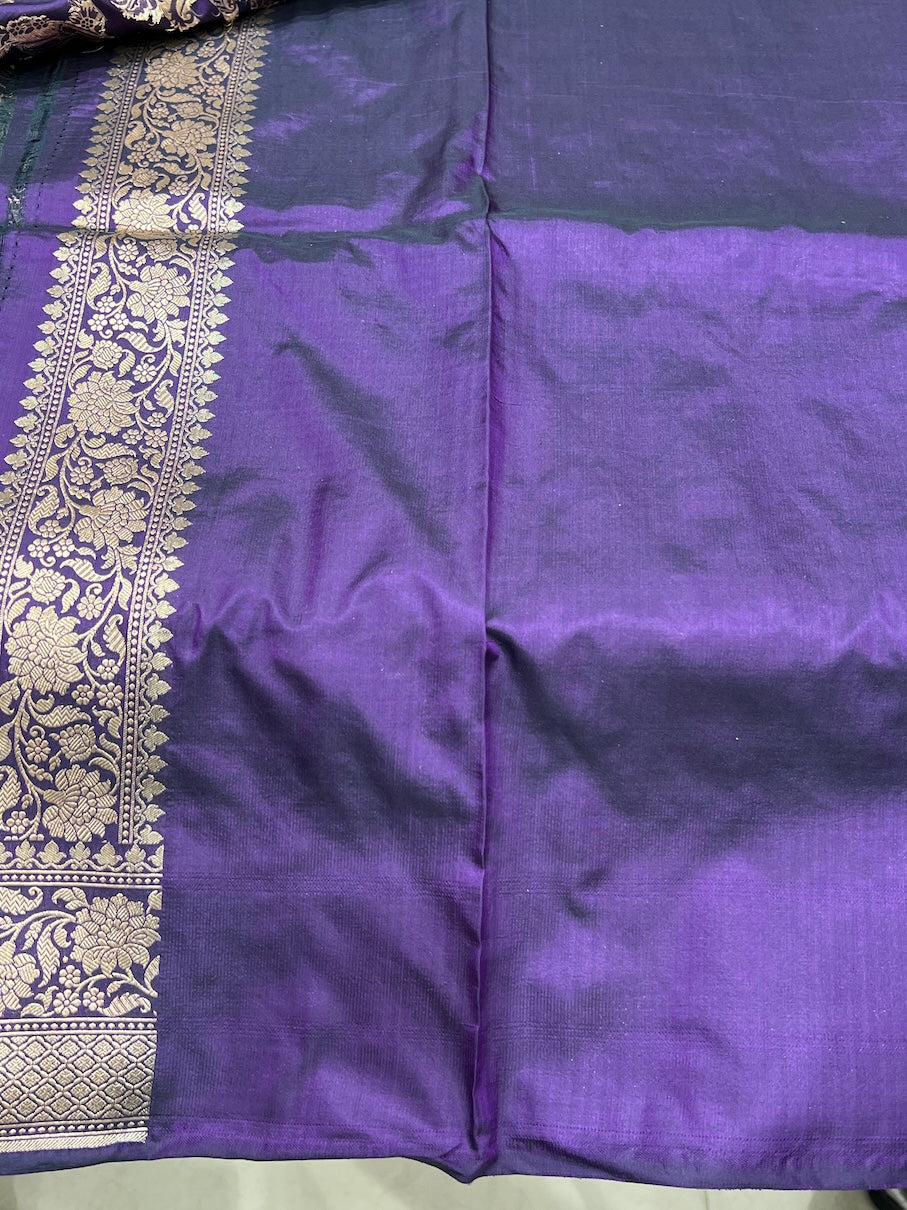 Violet Handloom Banarasi Katan Silk Saree