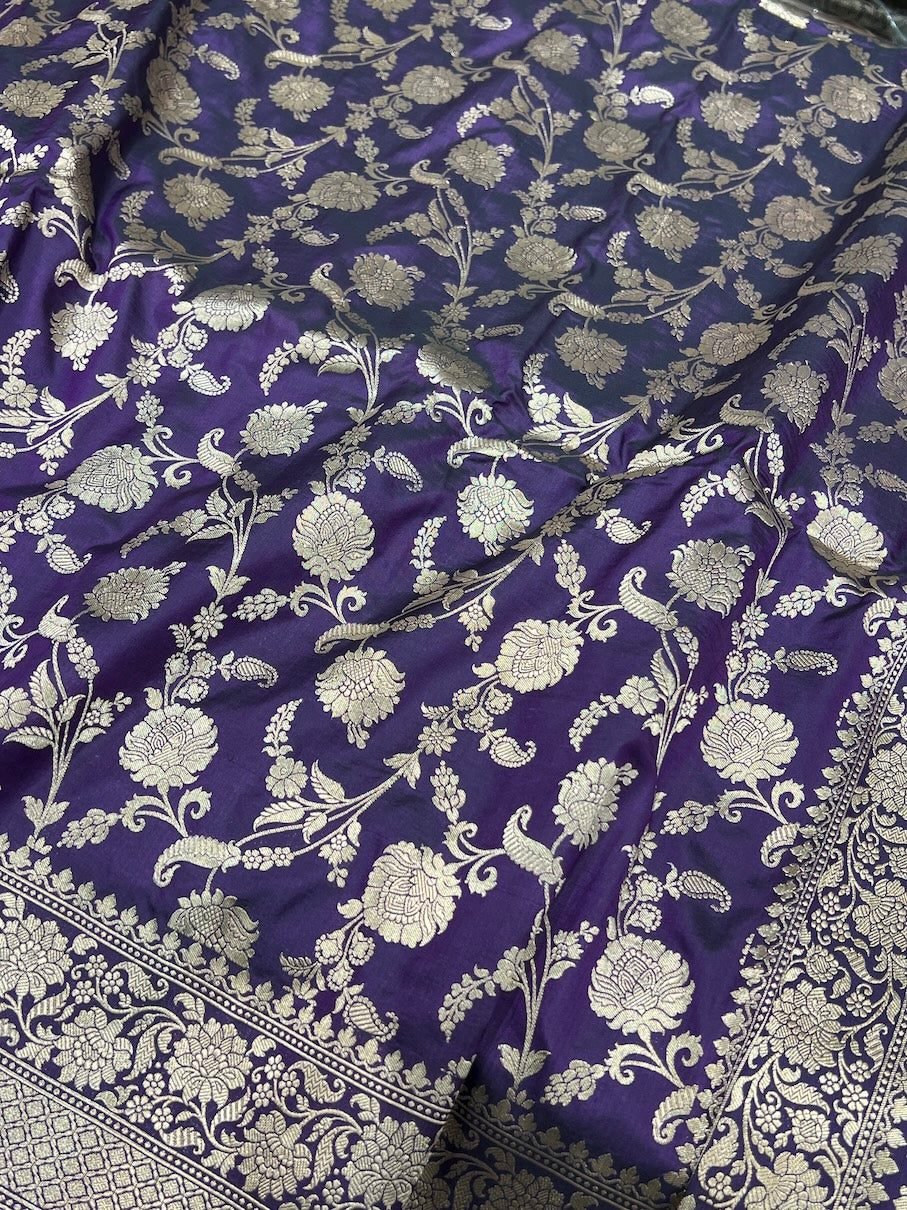 Violet Handloom Banarasi Katan Silk Saree