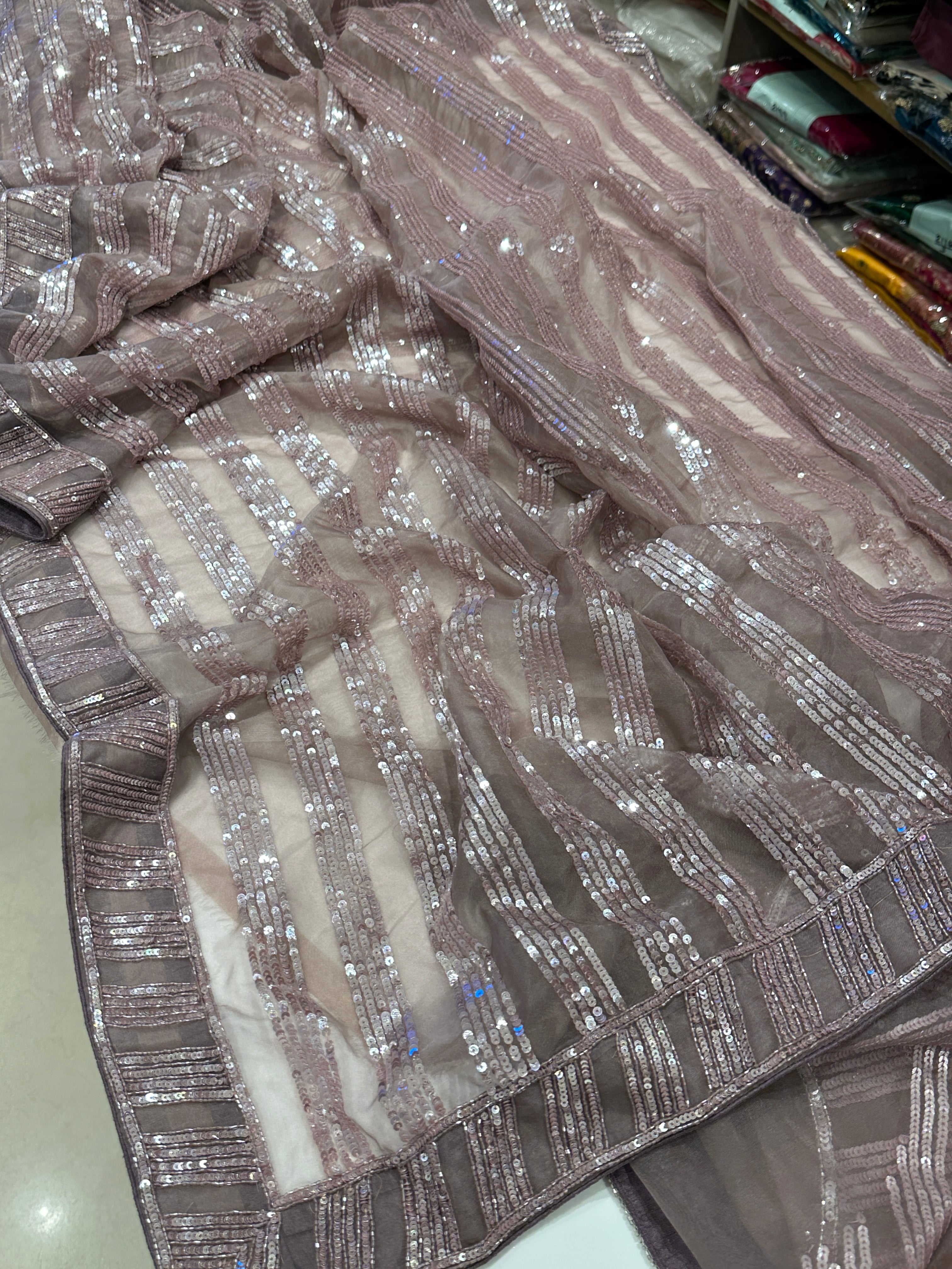 Organza Cocktail Saree with Embroidered Sequins