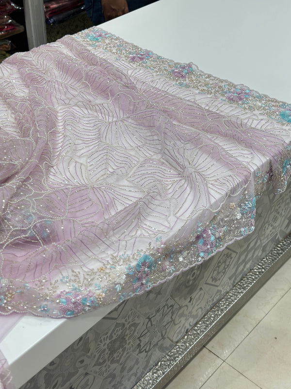 Lilac Moti and Sequin Embroidery Saree
