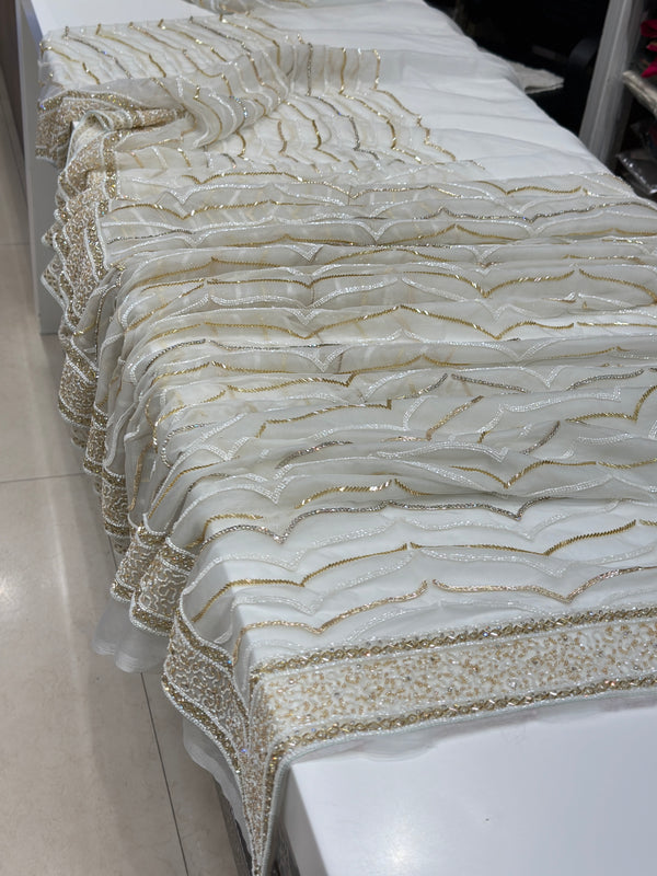 White Organza Embroidery Saree