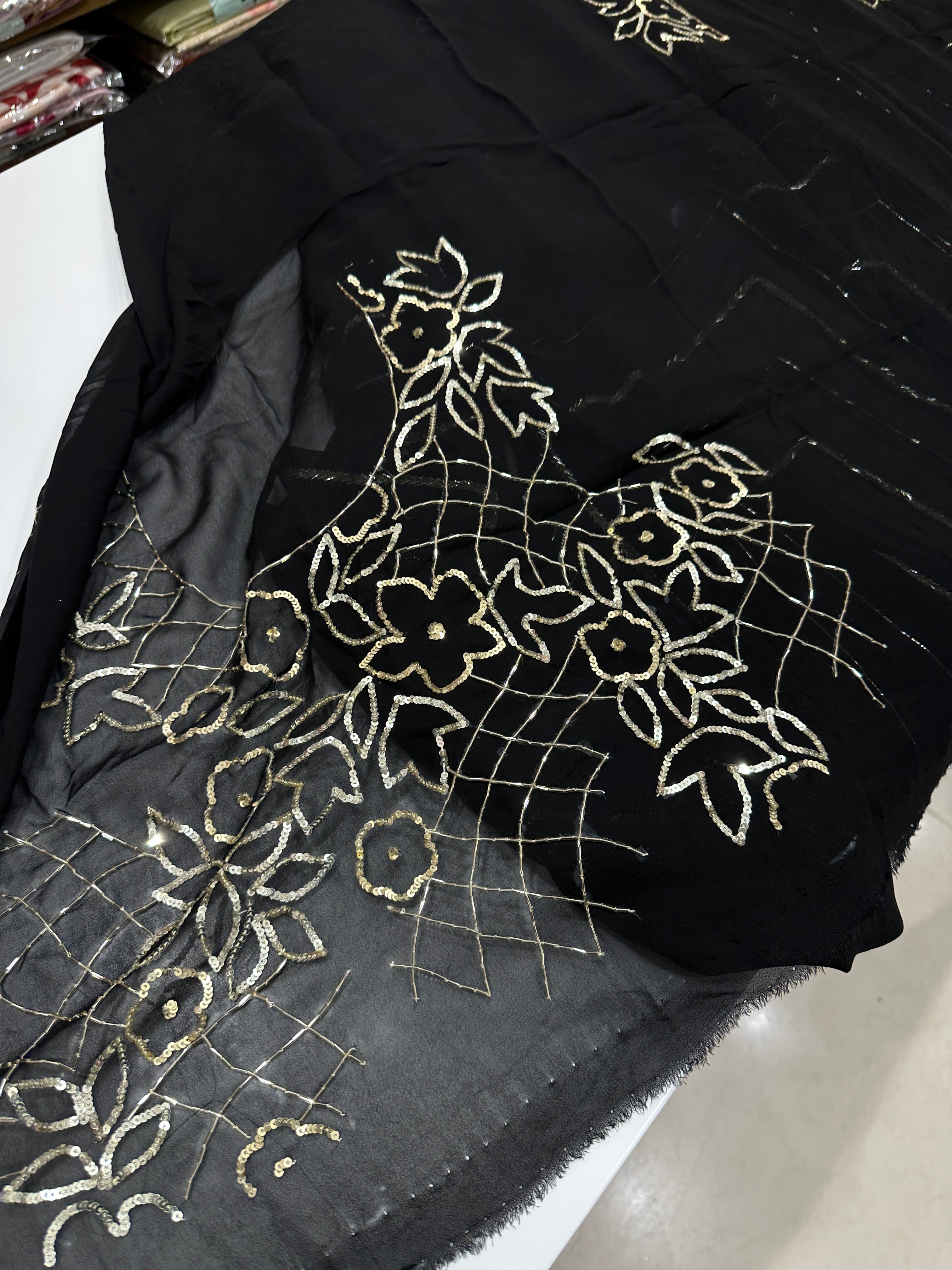 Black Georgette Embroidery Saree