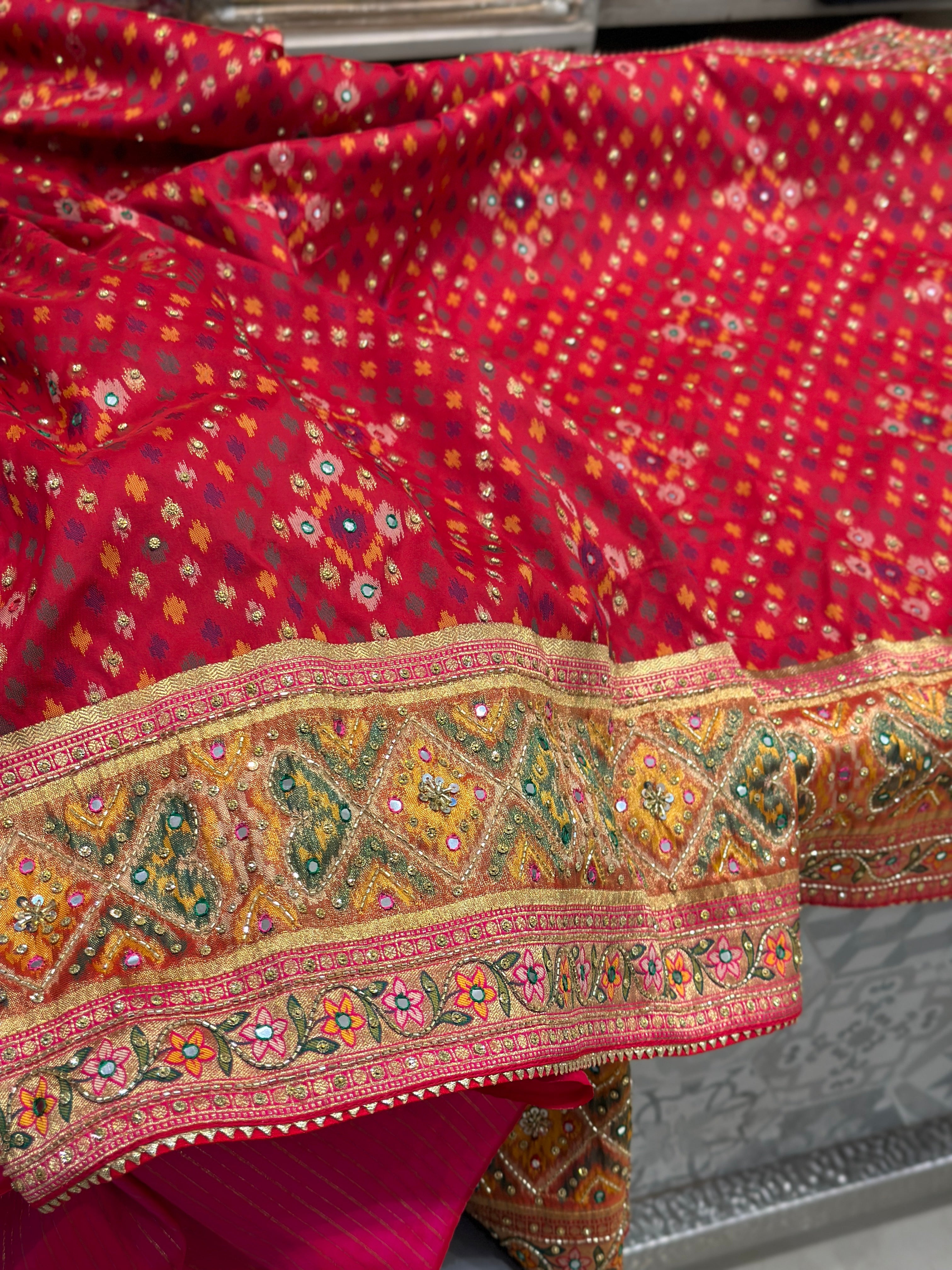 Patola Hand Embroidery Saree