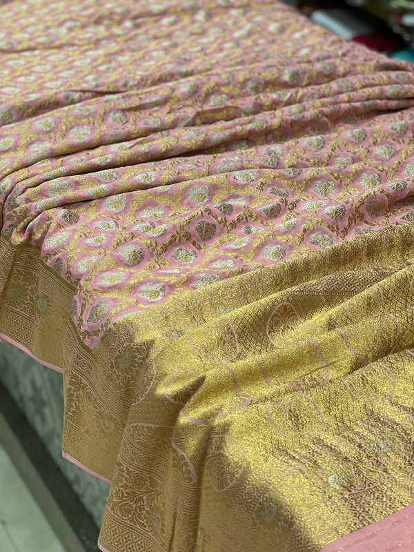 Pink Banarasi Khaddi Georgette