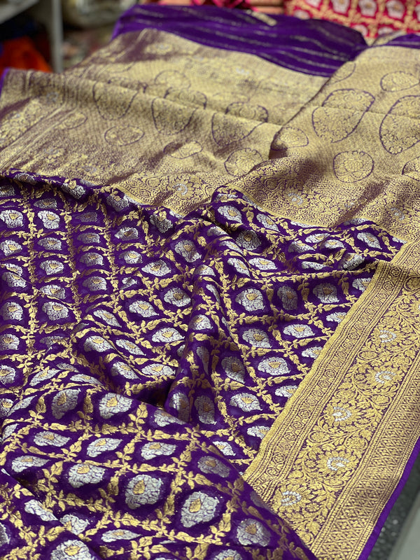 Voilet Banarasi Khaddi Georgette