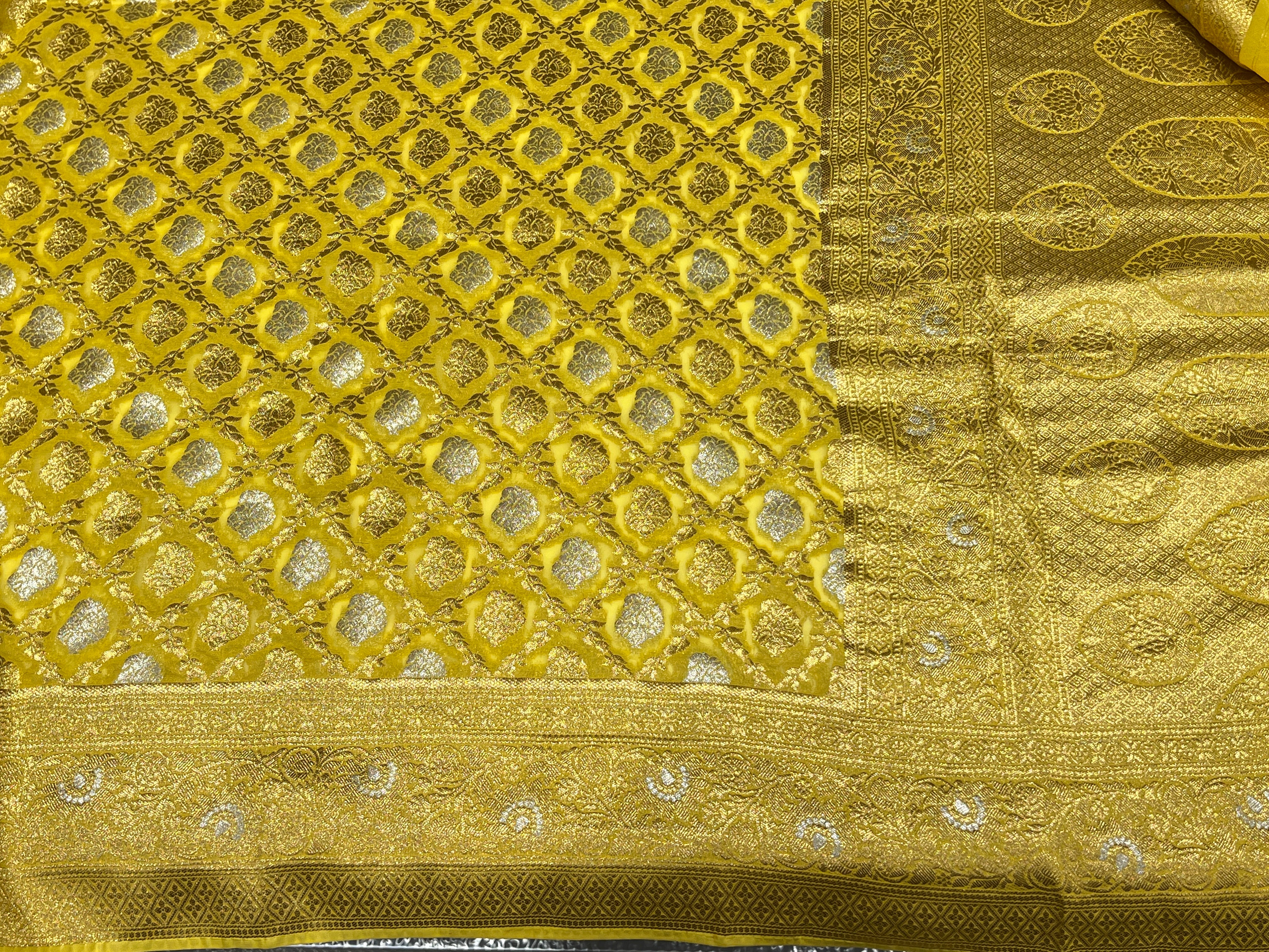 Yellow Banarasi Khaddi Georgette