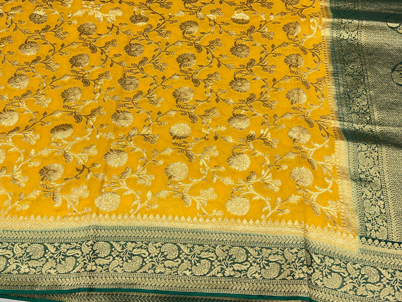 Yellow Banarasi Georgette Jaal