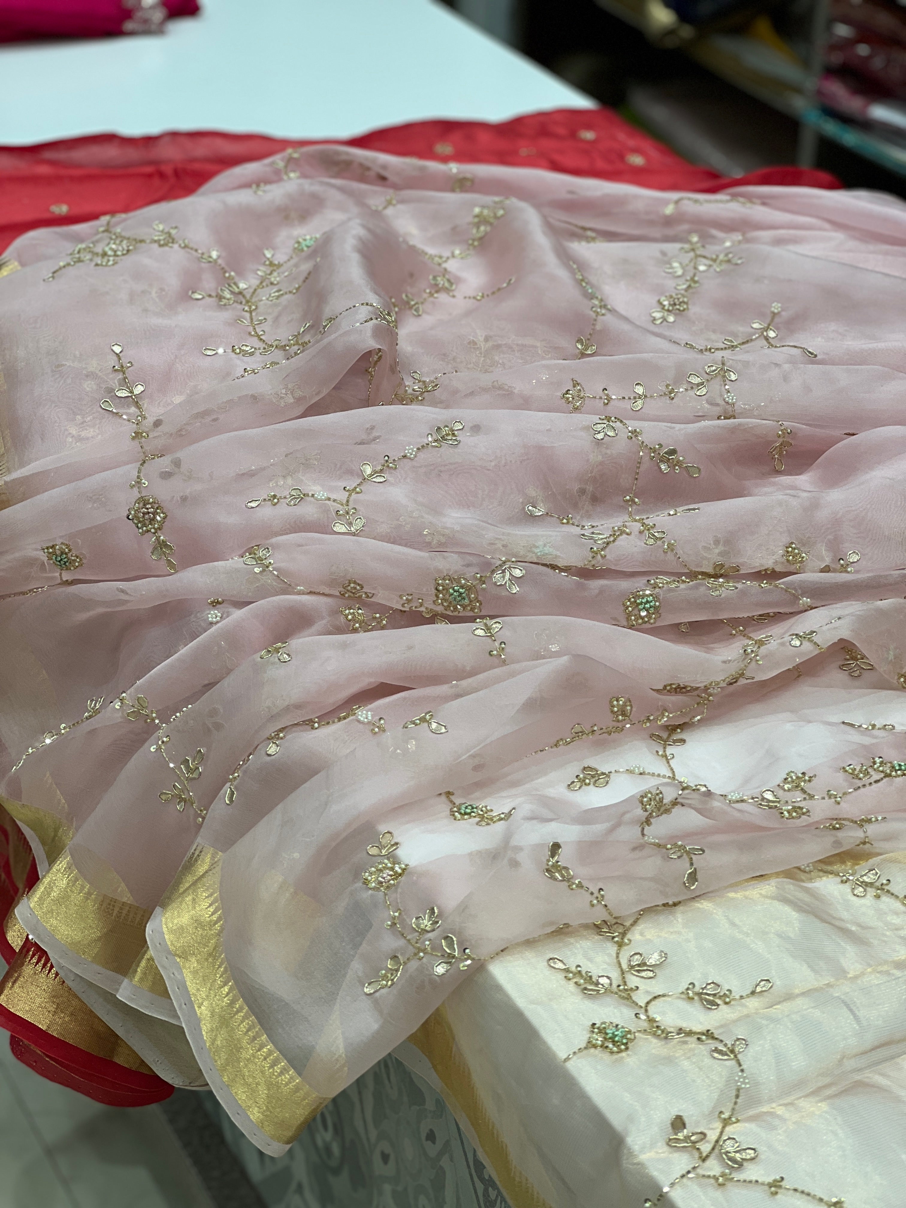 Pure Organza Hand Embroidery Jaal