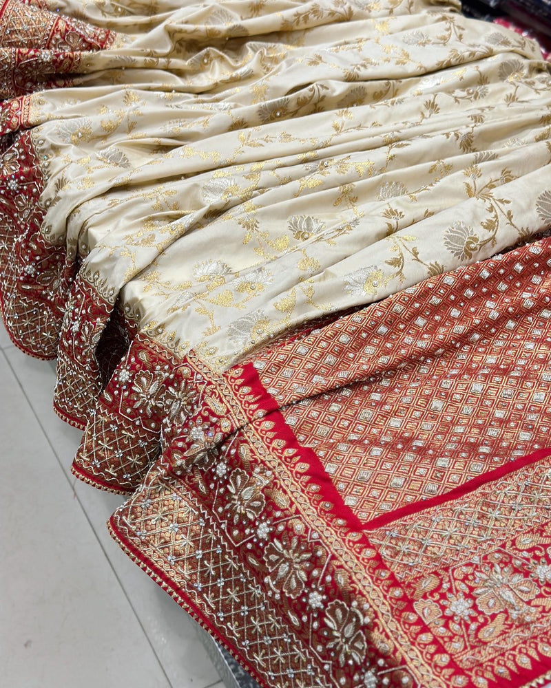 Wedding Bridal White & Red Bengali Saree Blouse Cotton Silk Sari Designer  Wear | eBay