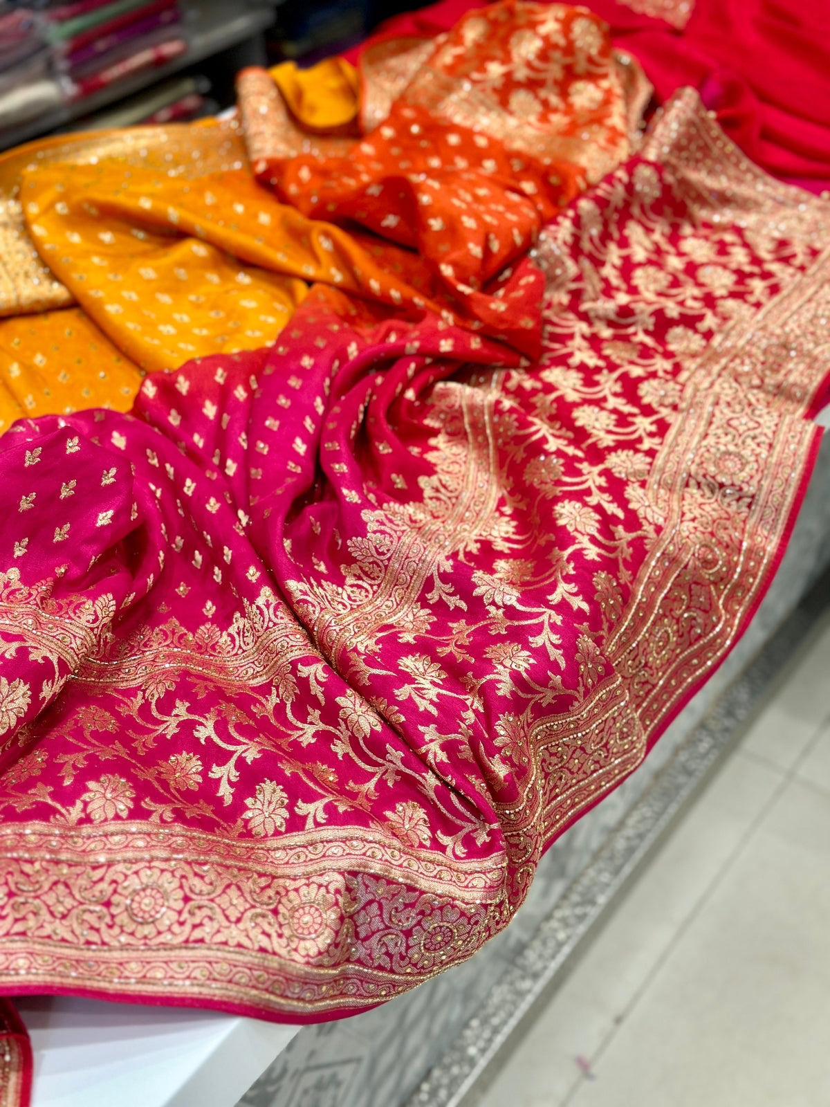 Shaded Banarasi Hand Embroidery Saree