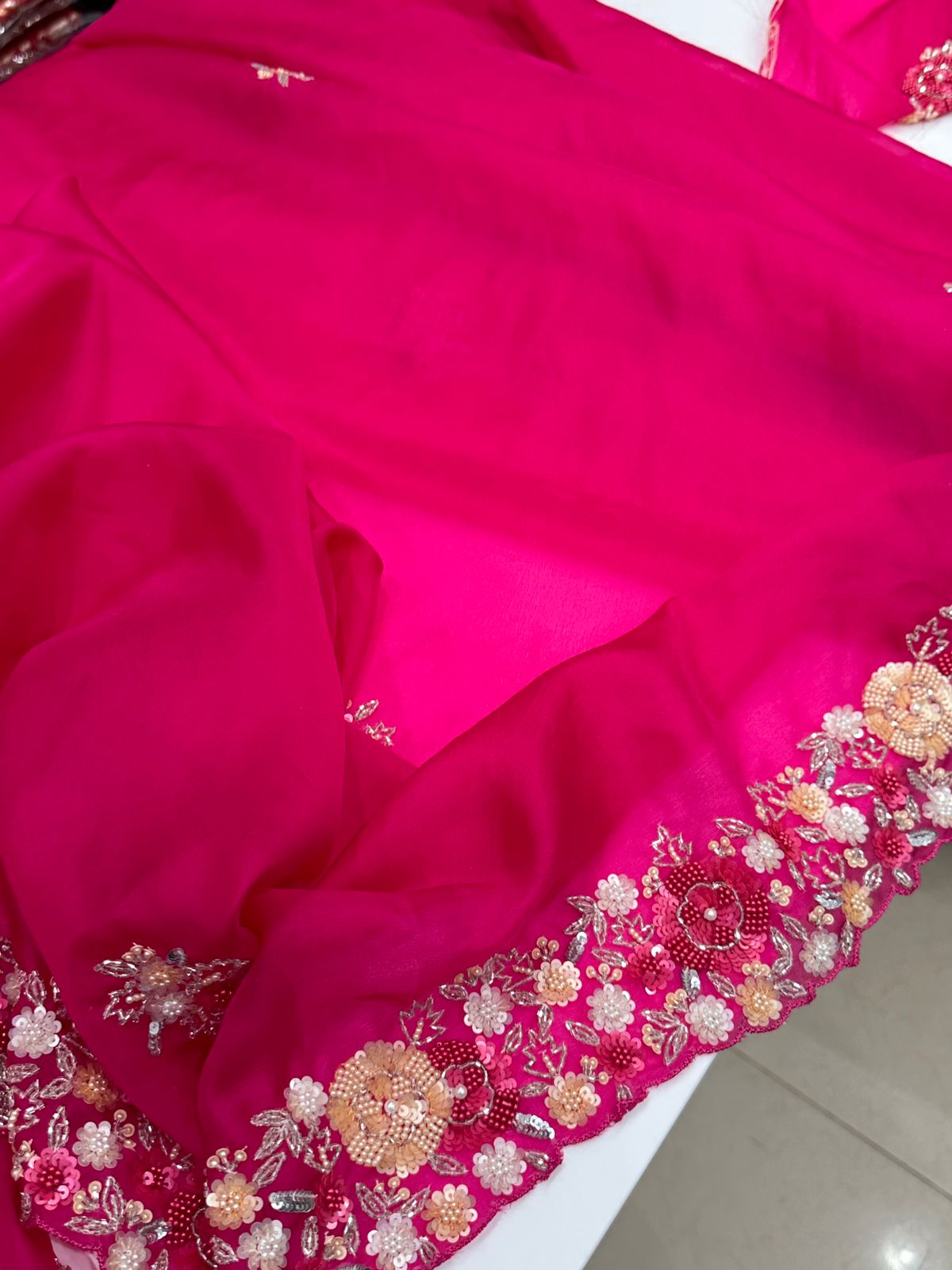 Rani Pink Organza Multi Sequin
