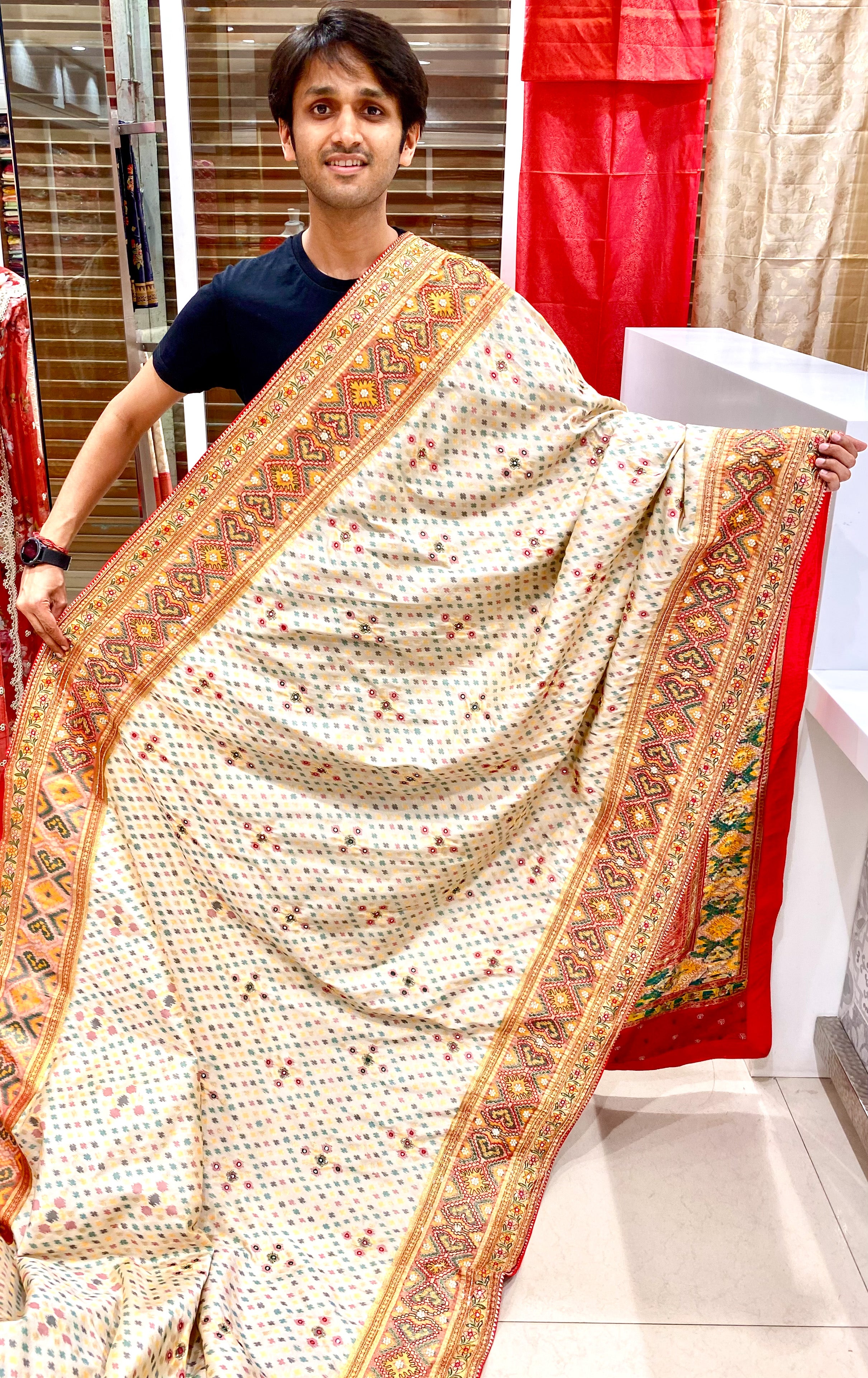 Patola with Kutchi Embroidery