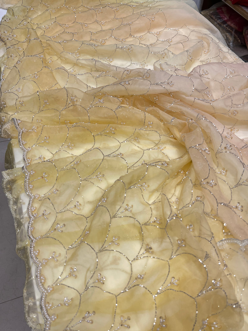 Shaded Hand Embroidery Organza