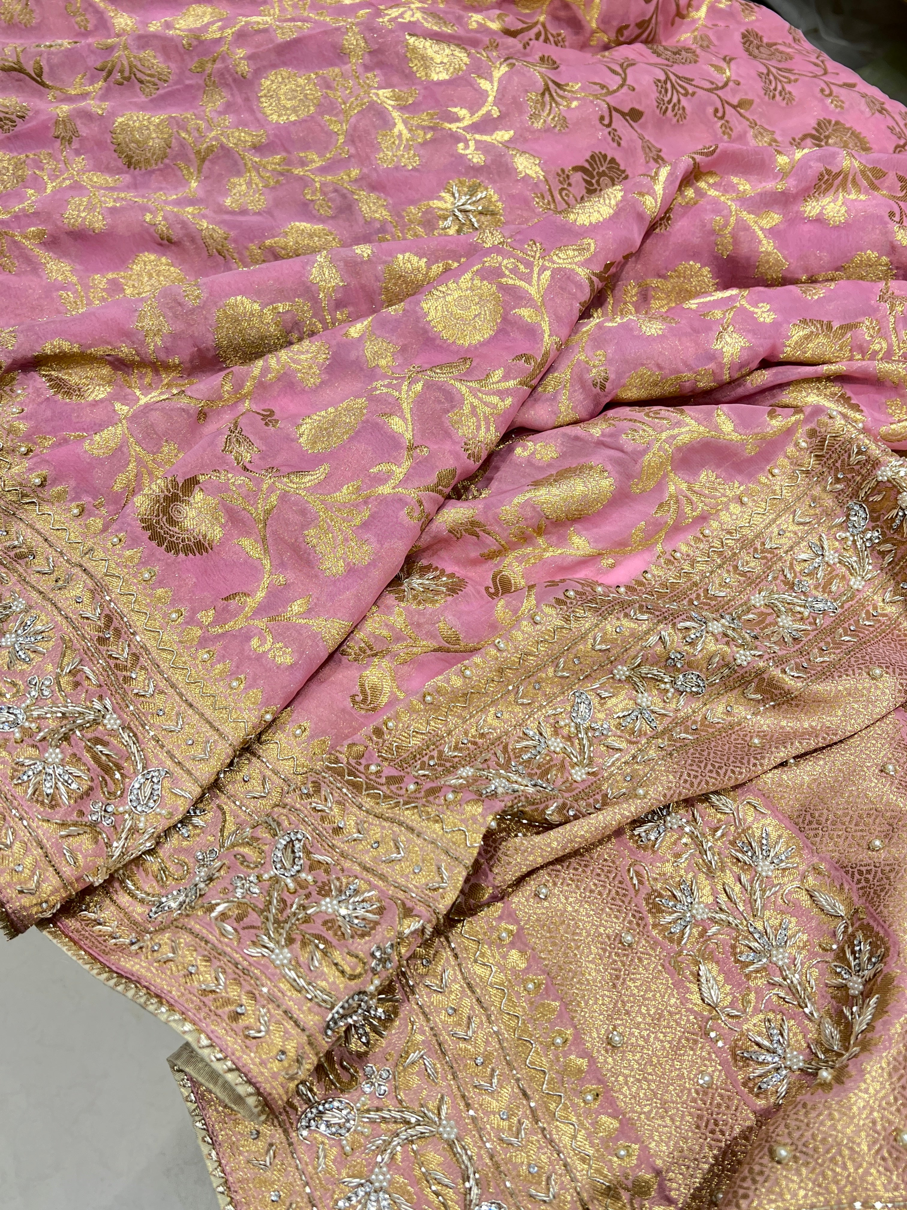 Pink Georgette Hand Embroidery