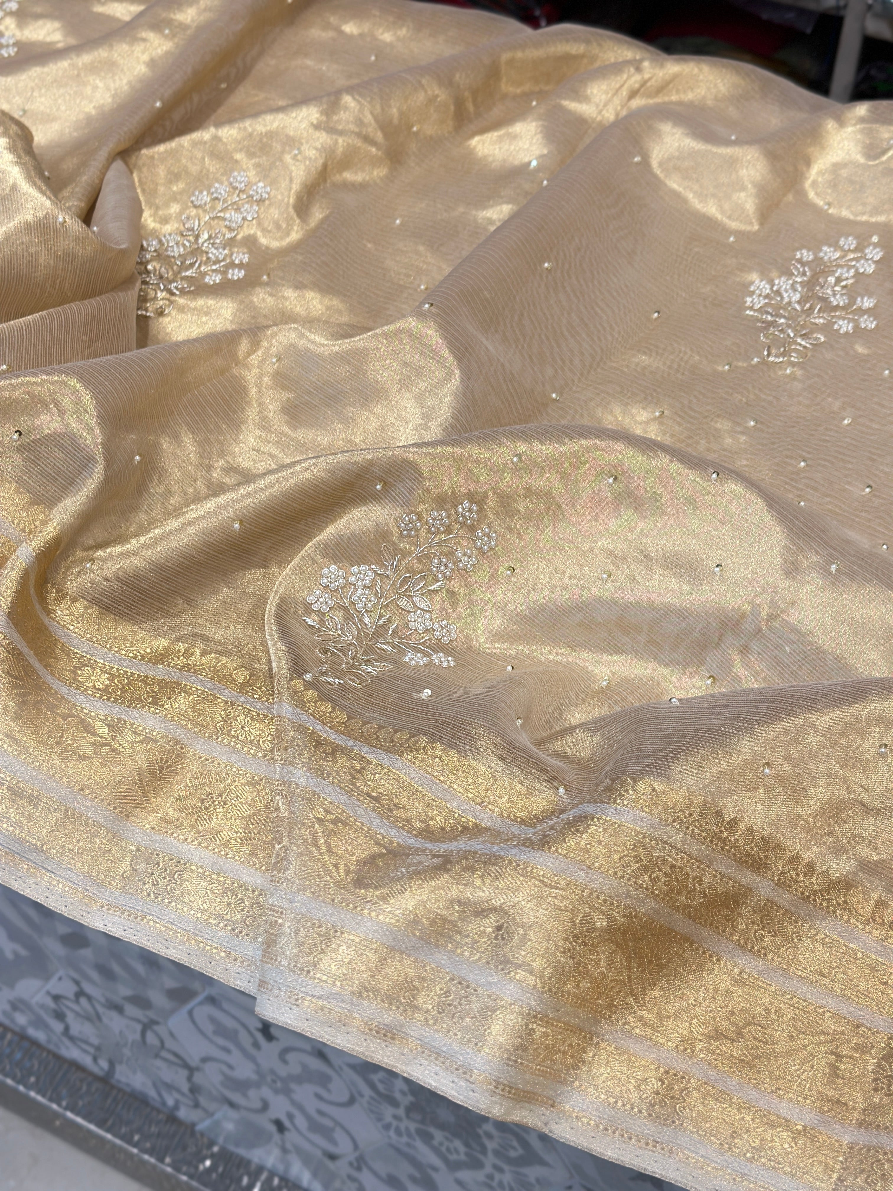Tissue Silk Saree with Buttas