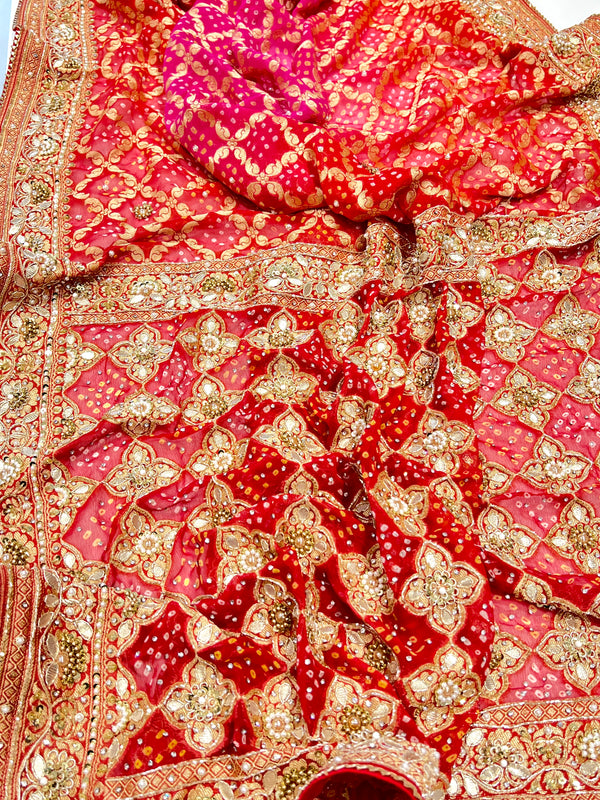 Shaded Bandhej Hand Embroidery