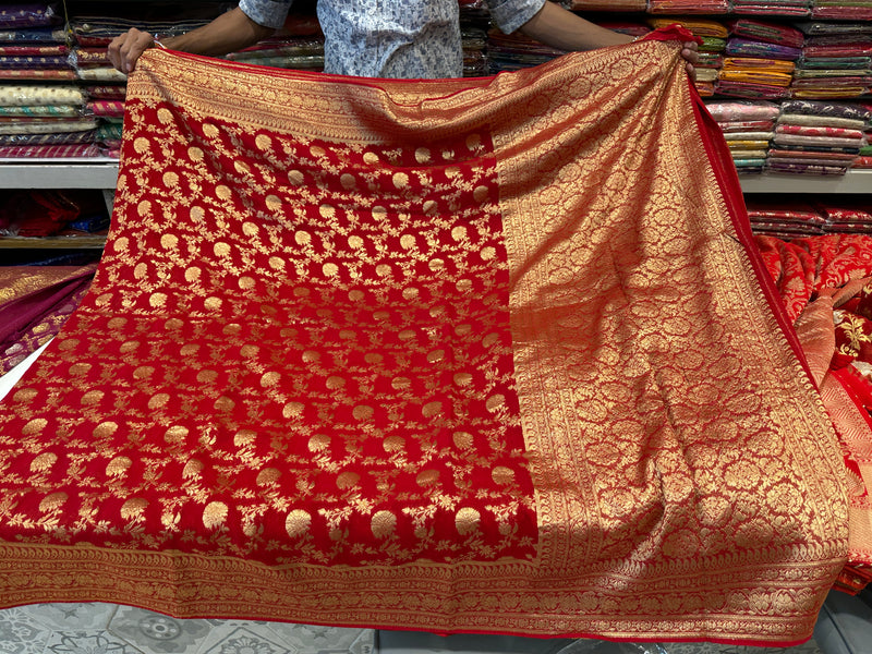 Red Banarasi Georgette Saree