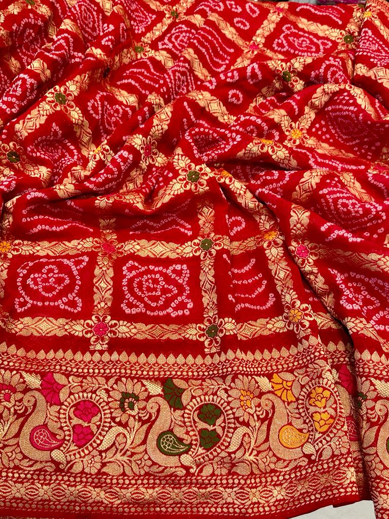 Red Gharchola Georgette